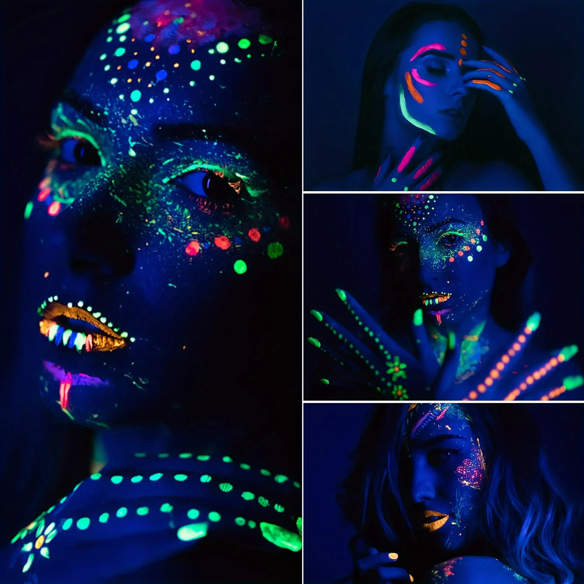 6-Color UV Glow Face & Body Paint | Neon Blacklight Makeup Neon Body Paint QXL
