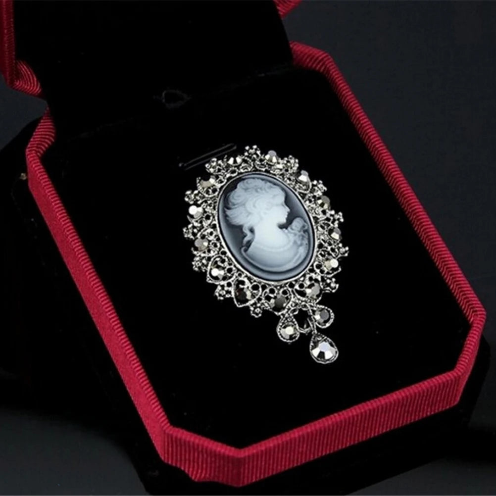 Vintage Victorian Crystal Cameo Brooch Pin for Women | Wedding Brooch Pin QXL