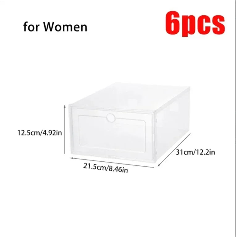 6-Pack Stackable Clear Shoe Boxes | Dustproof Sneaker Organizer Shoe Storage Box QXL B 6PCS for Women-1