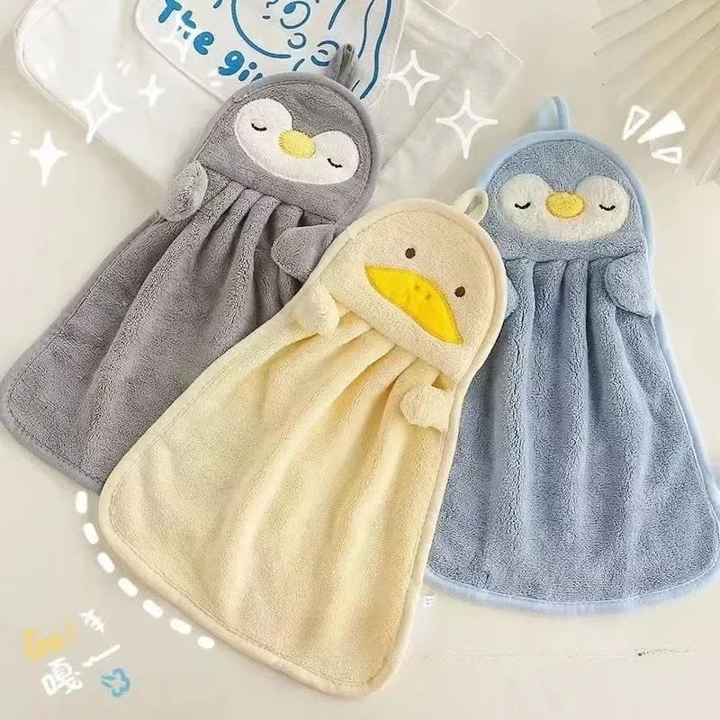 3-Pack Cartoon Penguin Duck Hand Towels | Soft & Absorbent Novelty Hand Towels QXL 3PCS