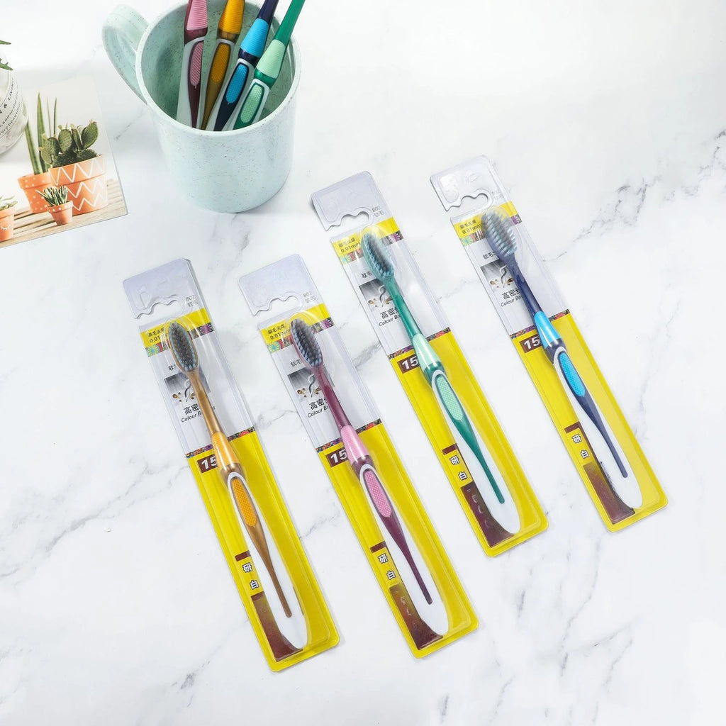 3-Pack Soft Bristle Adult Toothbrush Set | Large Brush Head Manual Toothbrush Set QXL 3p hard hair random