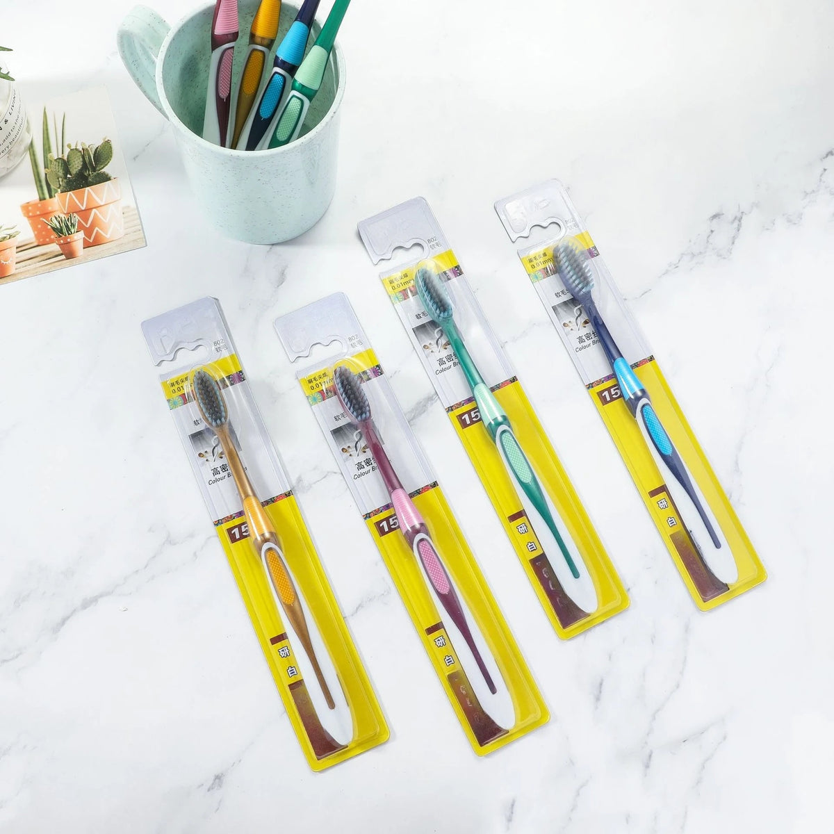 3-Pack Soft Bristle Adult Toothbrush Set | Large Brush Head Manual Toothbrush Set QXL 3p hard hair random