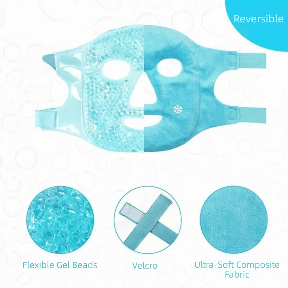 Reusable Gel Bead Face Mask | Hot & Cold Full-Face Compress Gel Face Mask QXL