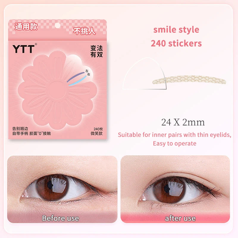 240-Pack Invisible Double Eyelid Tape Strips | Clear & Natural Eyelid Shaping Tape QXL Pink