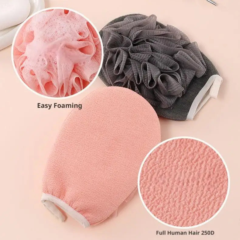 2-in-1 Exfoliating Bath Loofah Mesh Sponge Body Scrubber Bath Body Scrubber QXL
