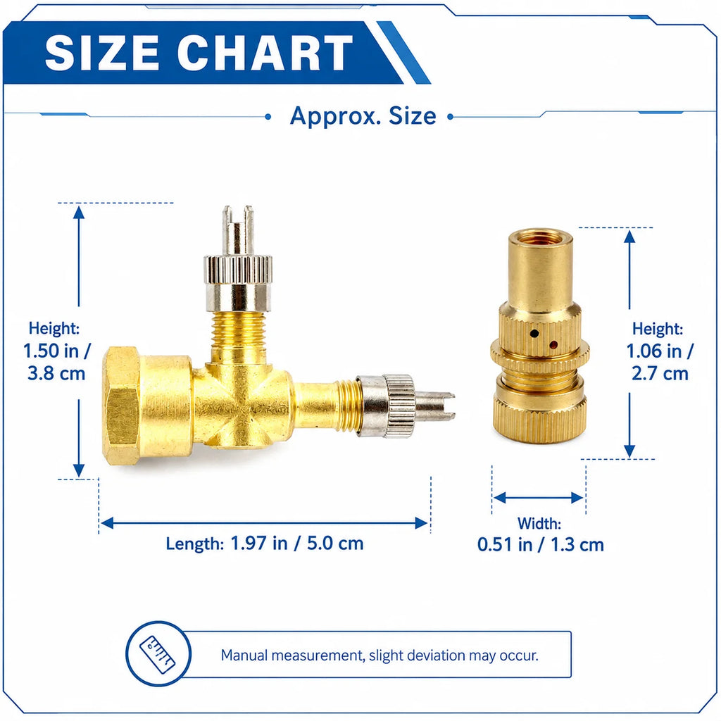TPMS Valve Tee Adapter 3-Way Kit + 4 Air Release Valves Tire Valve Adapter Kit QXL