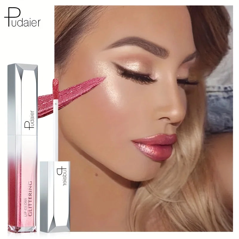 Metallic Glitter Lip Gloss – Waterproof, Non-Sticky & Hydrating Glitter Lip Gloss QXL