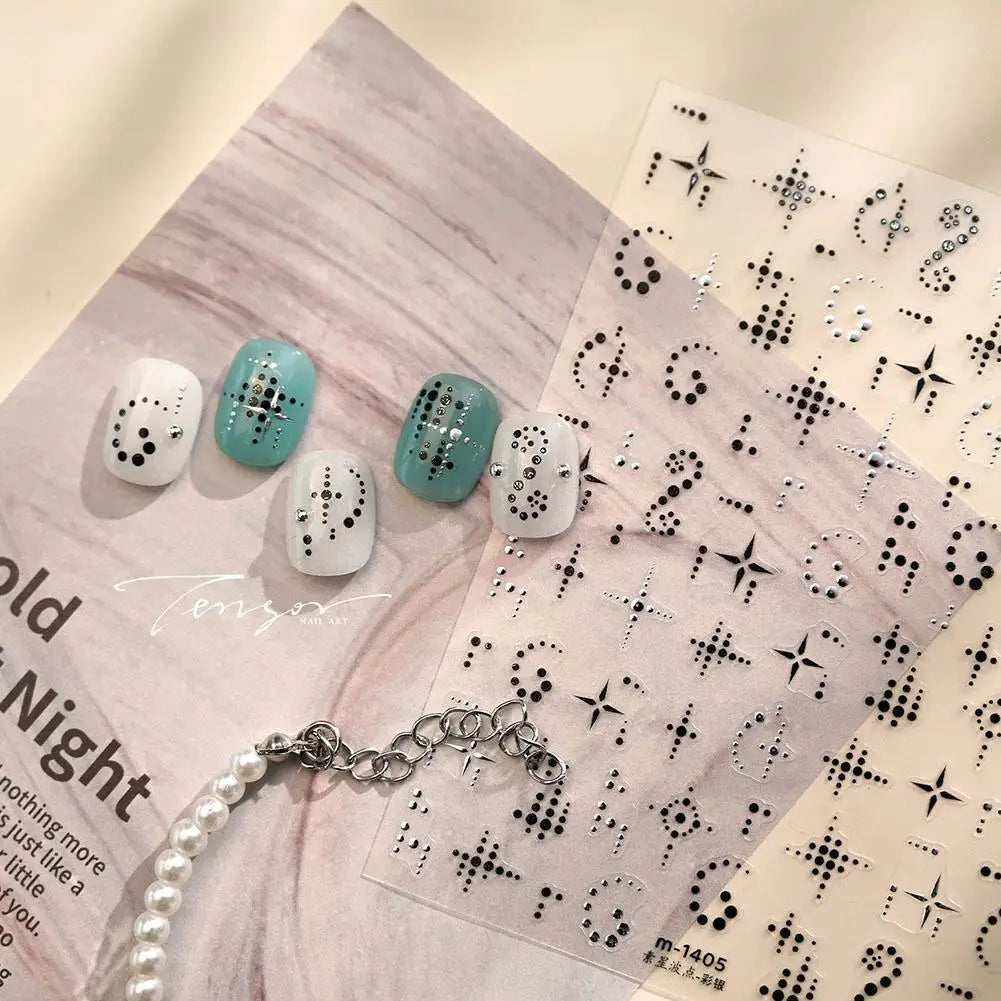 Starry Polka Dot Nail Stickers | Self-Adhesive Nail Art Decals Nail Art Stickers QXL