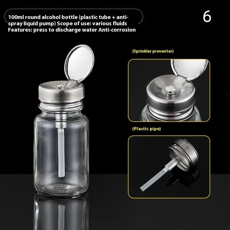 100ml Refillable Glass Press Pump Bottle for Nail Art Remover Nail Pump Dispenser QXL 6