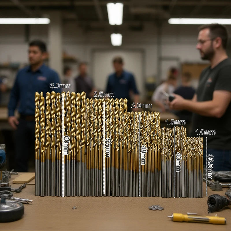 100/50-Pc Titanium Coated HSS Twist Drill Bit Set 1–3mm Twist Drill Bit Set QXL