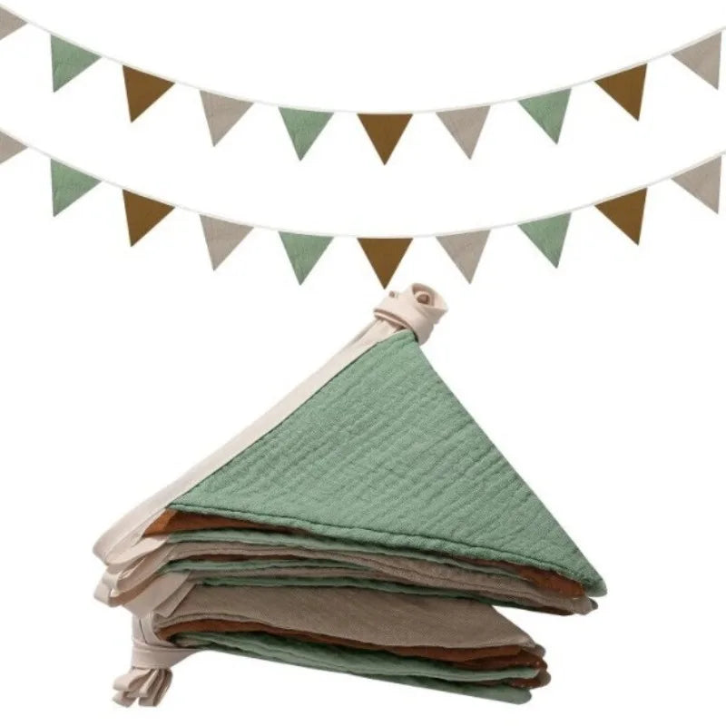 Cotton Fabric Bunting Banner | Reusable Triangle Pennant Garland Pennant Bunting Banner QXL