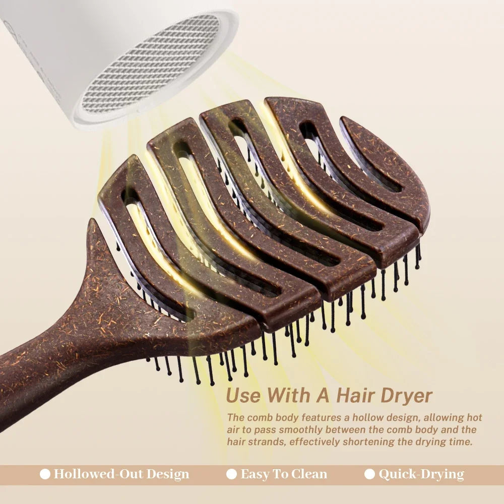 Long-Handle Hollow Bristle Comb – Anti-Static Wig Hair Brush Hair Comb QXL