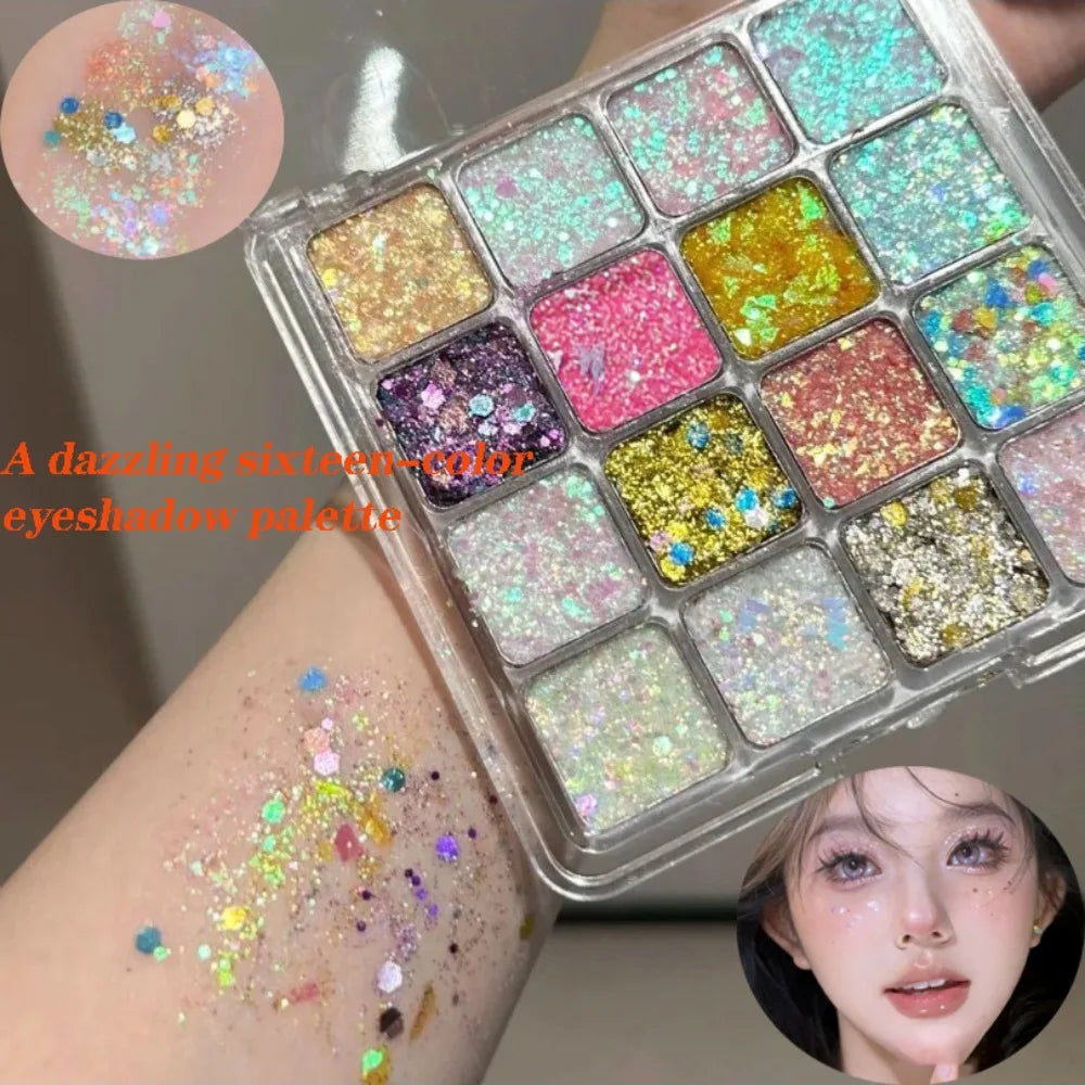 16-Color Eyeshadow Palette | Pearl, Matte & Glitter Shimmer Eyeshadow Palette QXL