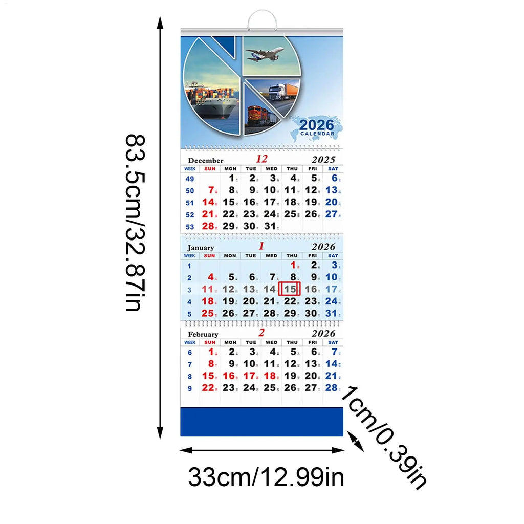 2026 Wall Calendar | 3-Month Vertical Planner with Holidays Wall Calendar Planner QXL