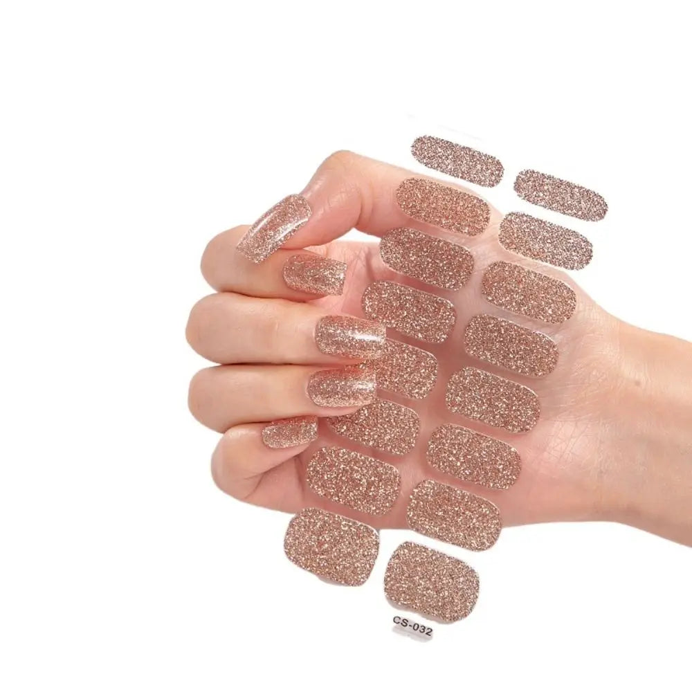 Glitter Gel Nail Stickers | Full Nail Wraps for DIY Nail Art Gel Nail Stickers QXL