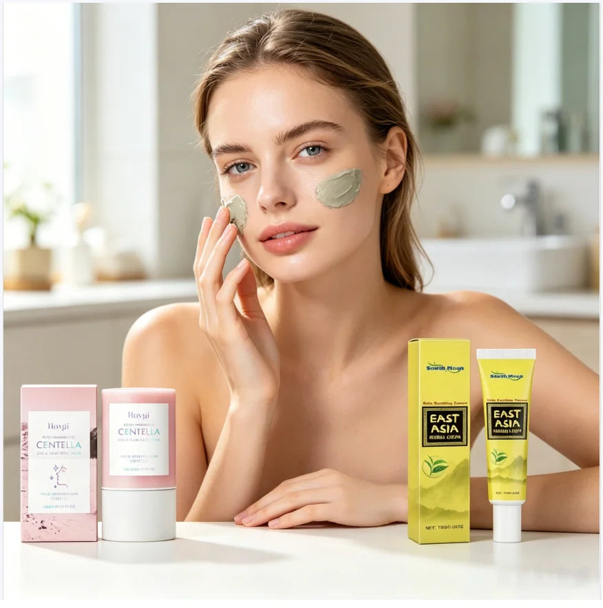 Centella Mud Mask & Herbal Healing Cream Set | Face Detox Kit Face Mask & Cream Set QXL