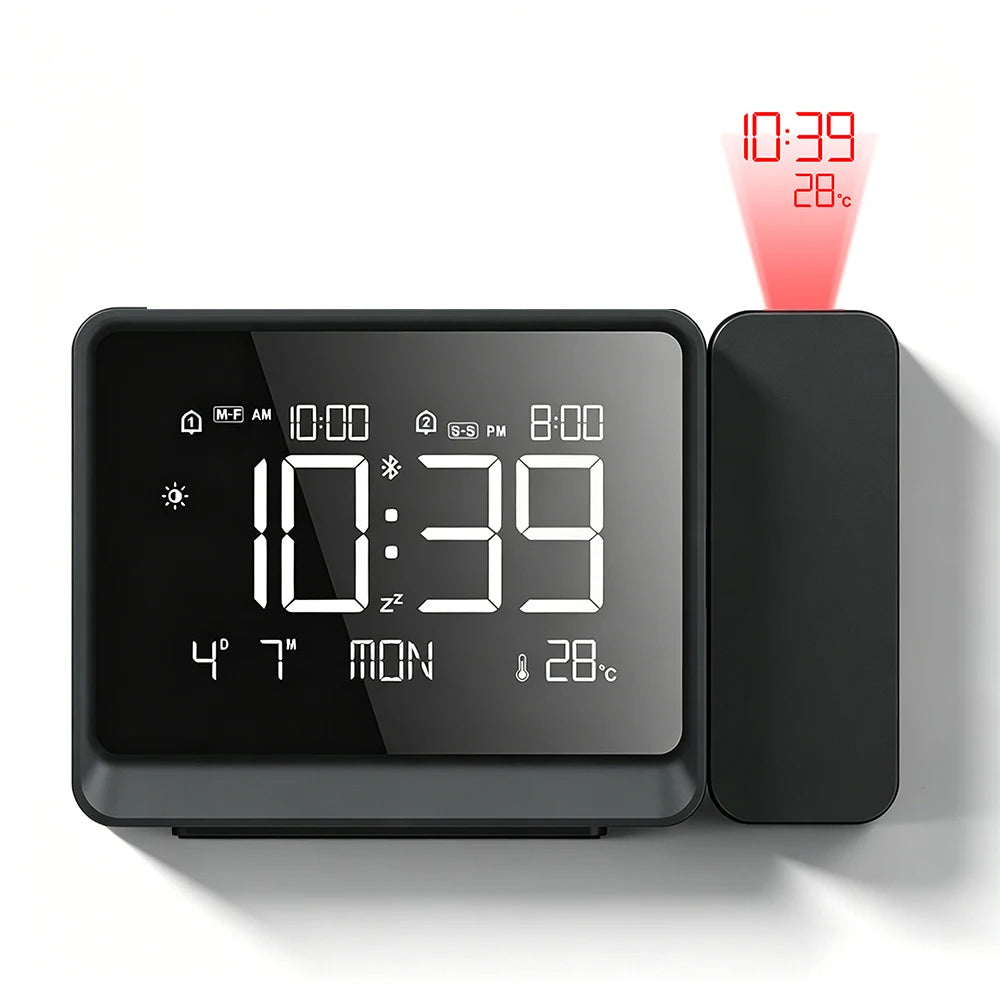 Digital Projection Alarm Clock | 180° Rotatable LED Display Projection Alarm Clock QXL