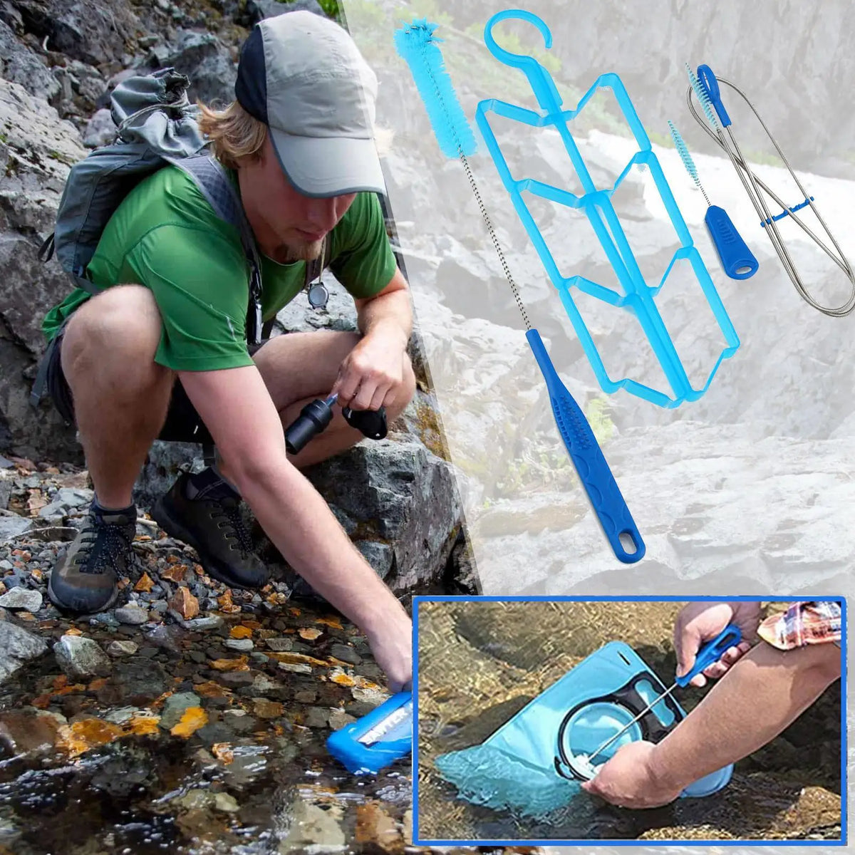 4-in-1 Hydration Bladder Cleaning Kit – Brushes & Drying Frame Hydration Bladder Cleaner QXL