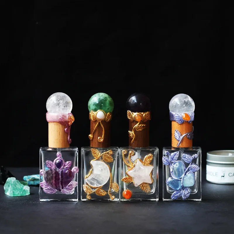 Crystal Topped Refillable Perfume Bottle | Gemstone Accents Decorative Perfume Bottle QXL