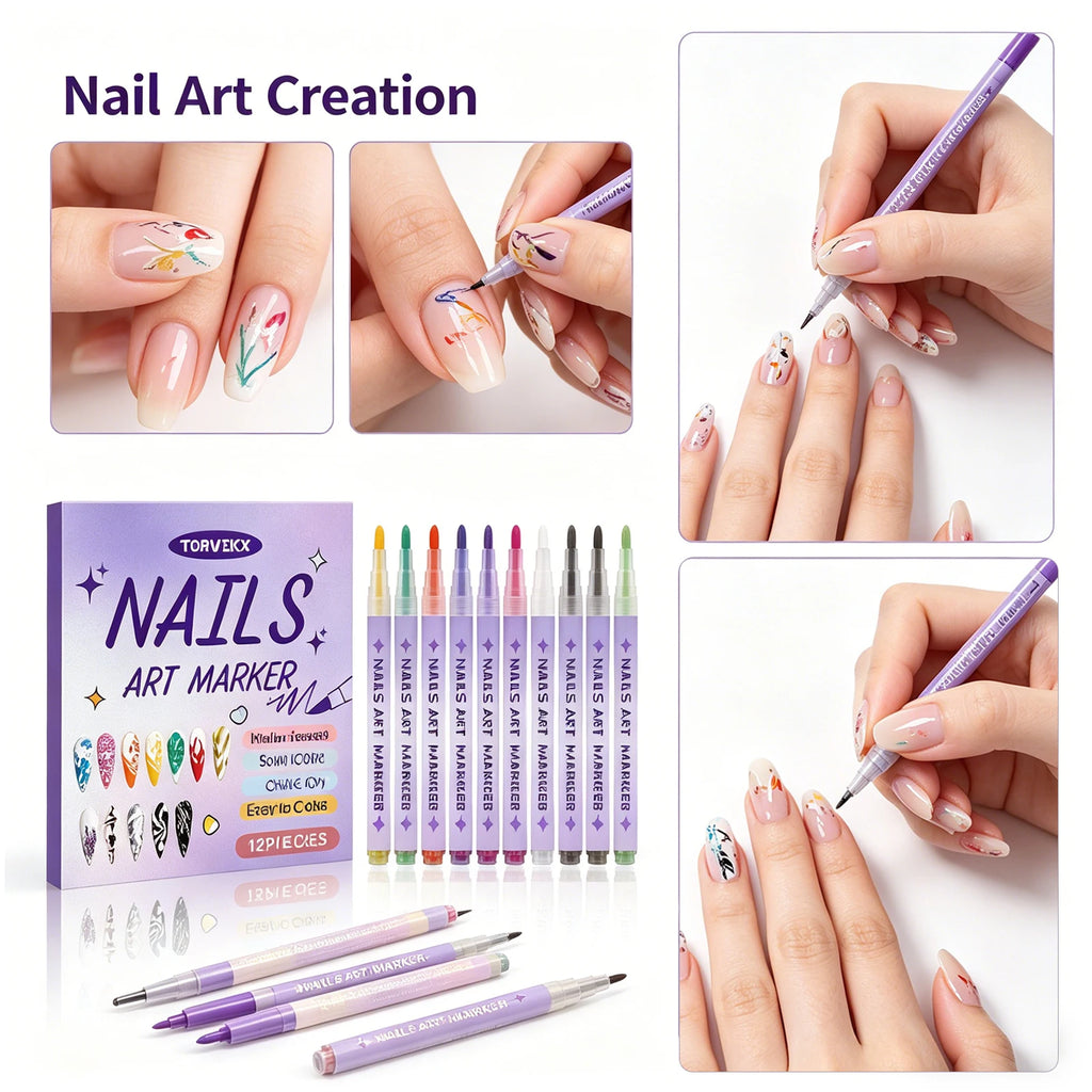 Nail Art Pen Fine Tip | Waterproof Quick Dry DIY Painting Nail Art Pen QXL