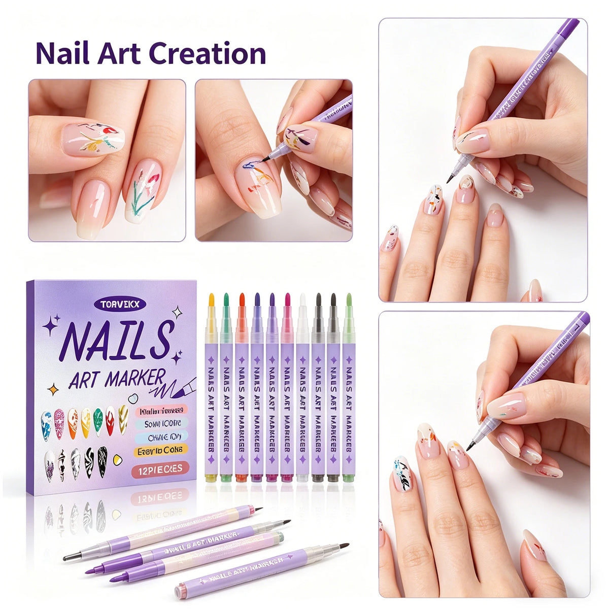 Nail Art Pen Fine Tip | Waterproof Quick Dry DIY Painting Nail Art Pen QXL