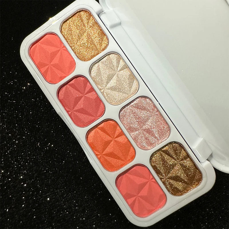 VERONNI 8-Color Diamond Highlighter Blush & Contour Palette Highlighter Blush Palette QXL