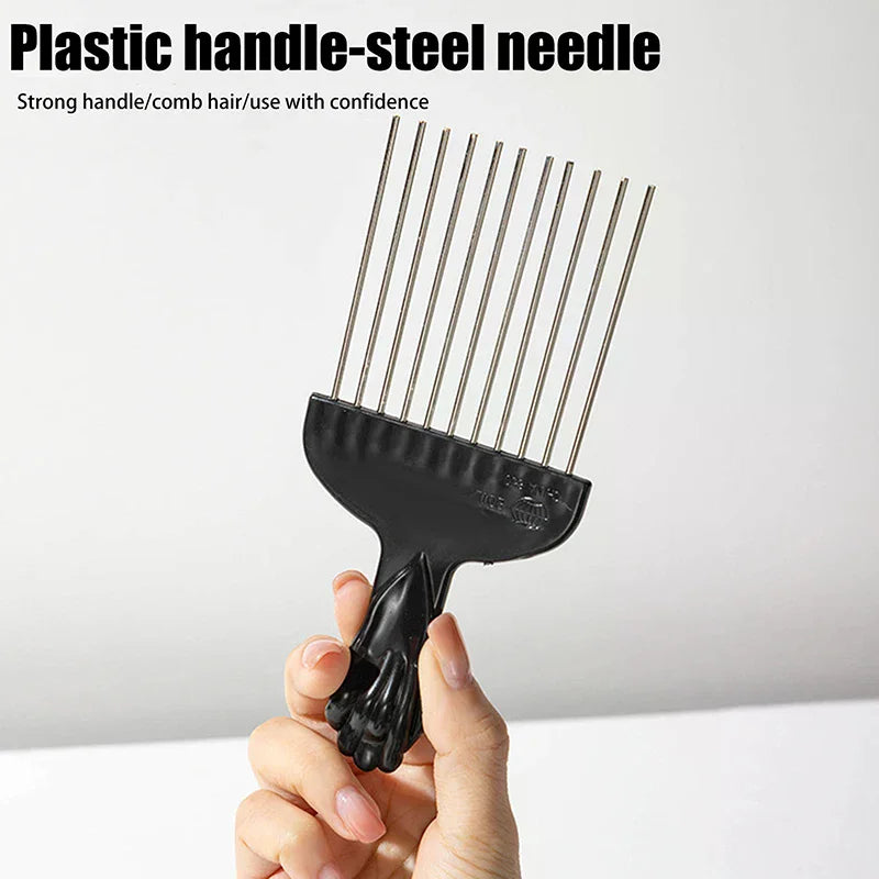 Black Metal Pick Comb | Afro Hair Styling Tool for Salons Hair Pick Comb QXL