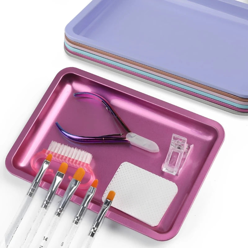 Square Stainless Steel Nail Art & Cosmetic Tool Tray Nail Art Tool Tray QXL