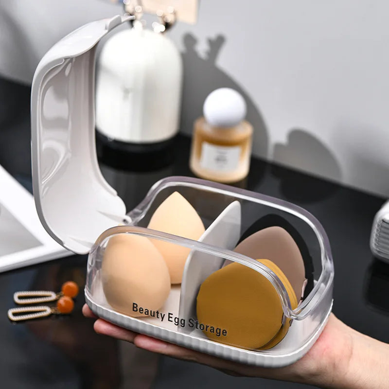Makeup Sponge & Puff Storage Box – Dustproof Flip Lid Organizer Cosmetic Puff Organizer QXL