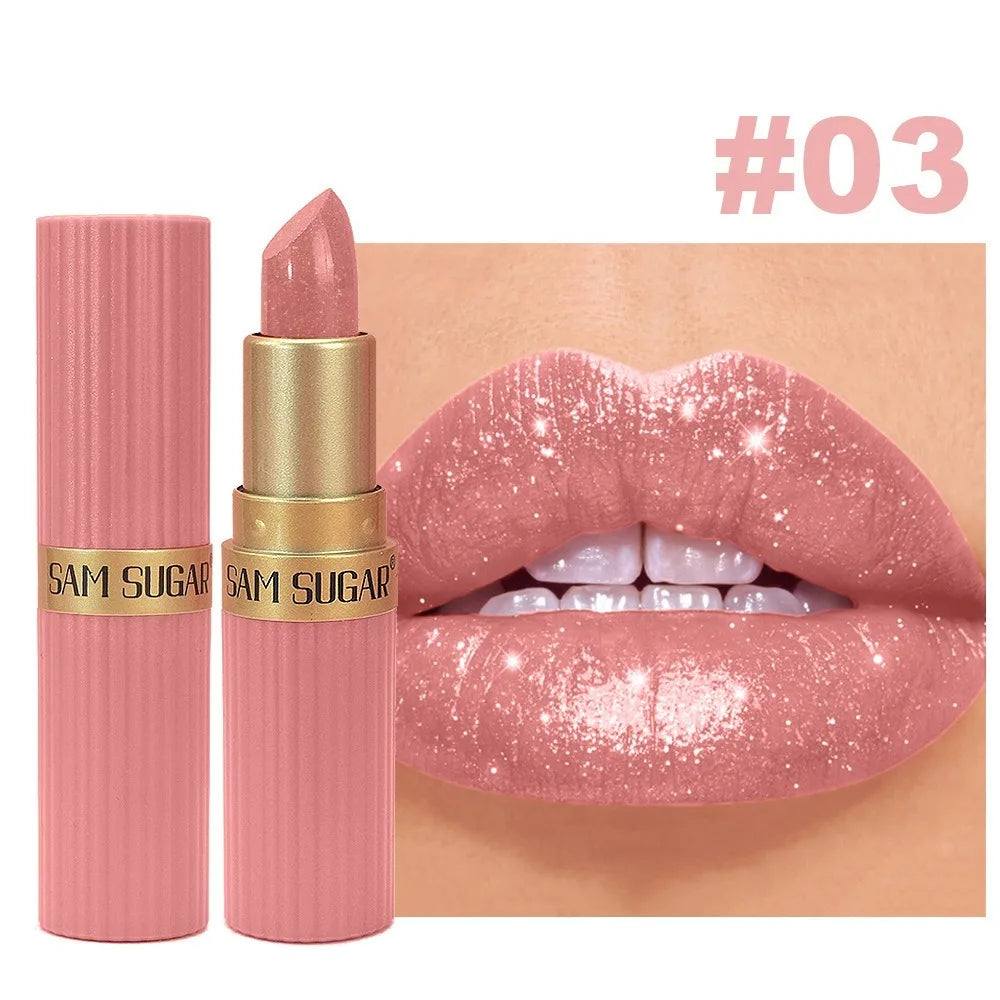 Waterproof Glitter Lipstick | Long-Lasting Matte Lip Color Glitter Lipstick QXL 03