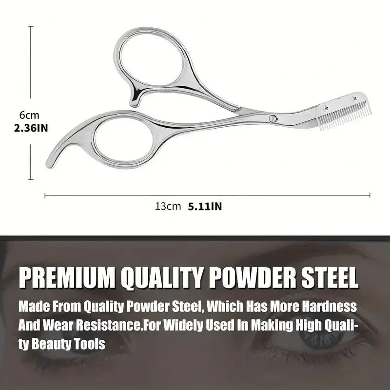 Stainless Steel Eyebrow Trimmer Scissors & Comb Set Eyebrow Trimmer Set QXL
