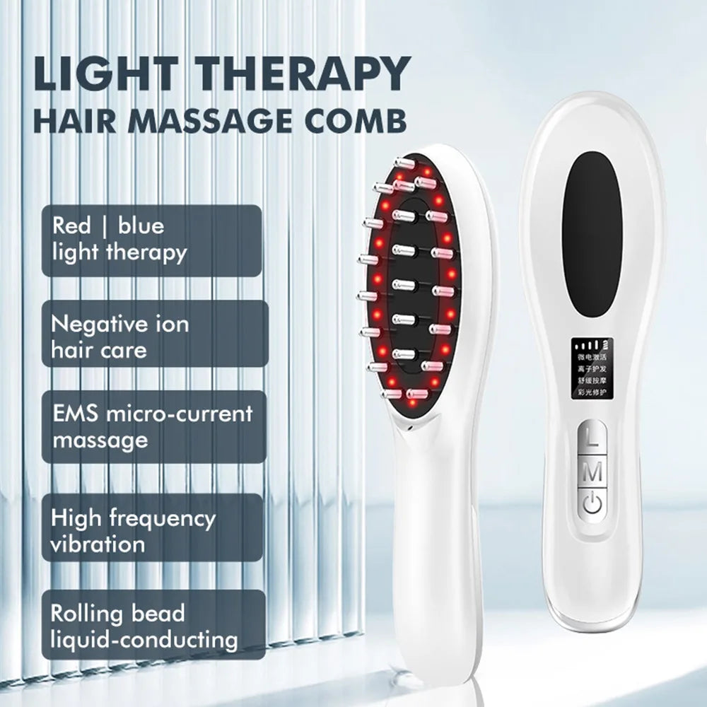 EMS Microcurrent Scalp Massager Comb | Red Light Hair Care Scalp Massager Comb QXL