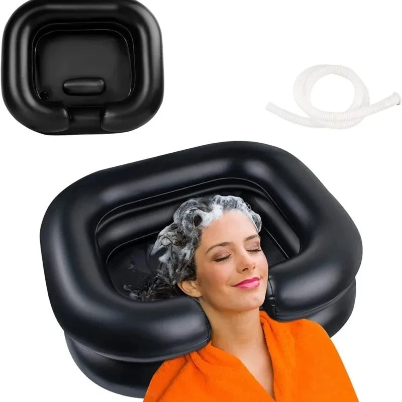 Inflatable Portable Shampoo Basin | Foldable Hair Washing Bowl Inflatable Shampoo Basin QXL Black