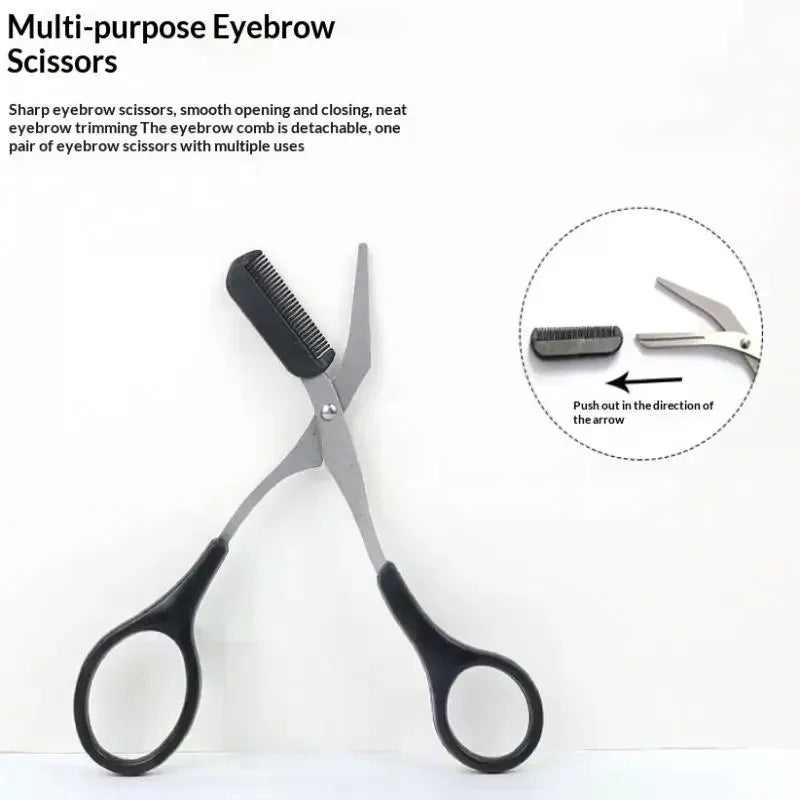 3-Piece Eyebrow Grooming Kit – Steel Comb, Scissor & Trimmer Eyebrow Grooming Kit QXL