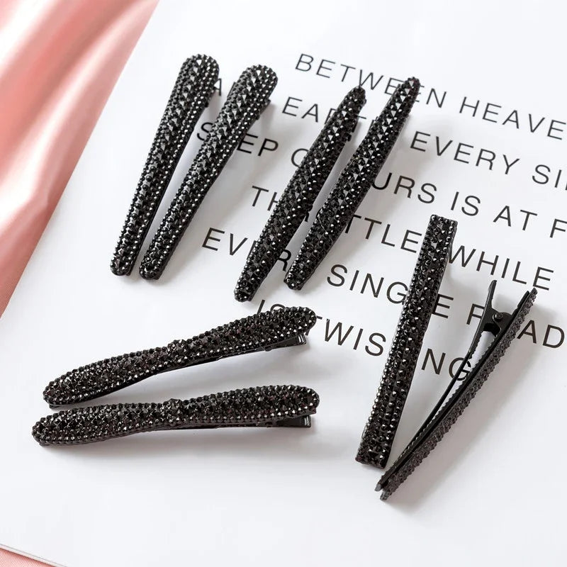 2-Pack Black Rhinestone Hair Clips | Geometric Styling Rhinestone Hair Clips QXL