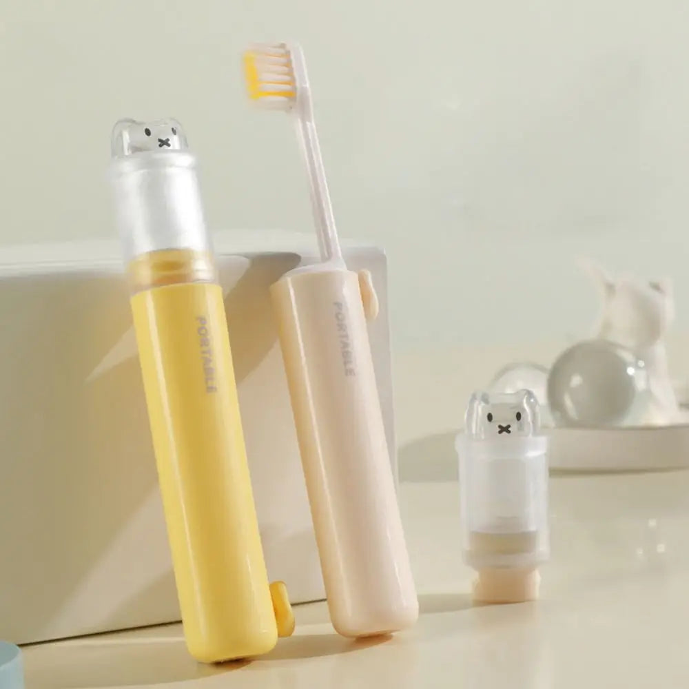 2-in-1 Foldable Travel Toothbrush & Toothpaste Dispenser Travel Toothbrush Set QXL