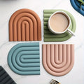 Morandi Rainbow Silicone Coaster | Heat-Resistant Dining Mat Silicone Coaster Mat QXL 4pcs