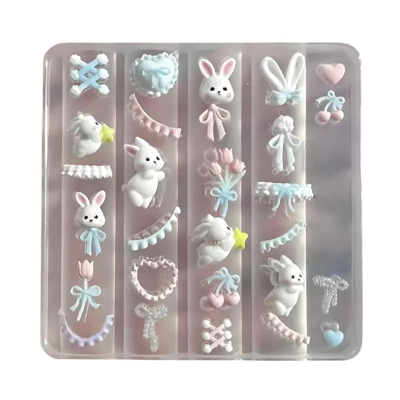 3D Silicone Nail Art Mold – Lace Bowknot & Bunny DIY Design Nail Art Mold QXL