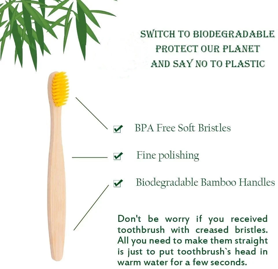 50-Pack Kids Bamboo Toothbrush | Soft Bristles, Eco-Friendly Kids Bamboo Toothbrush QXL