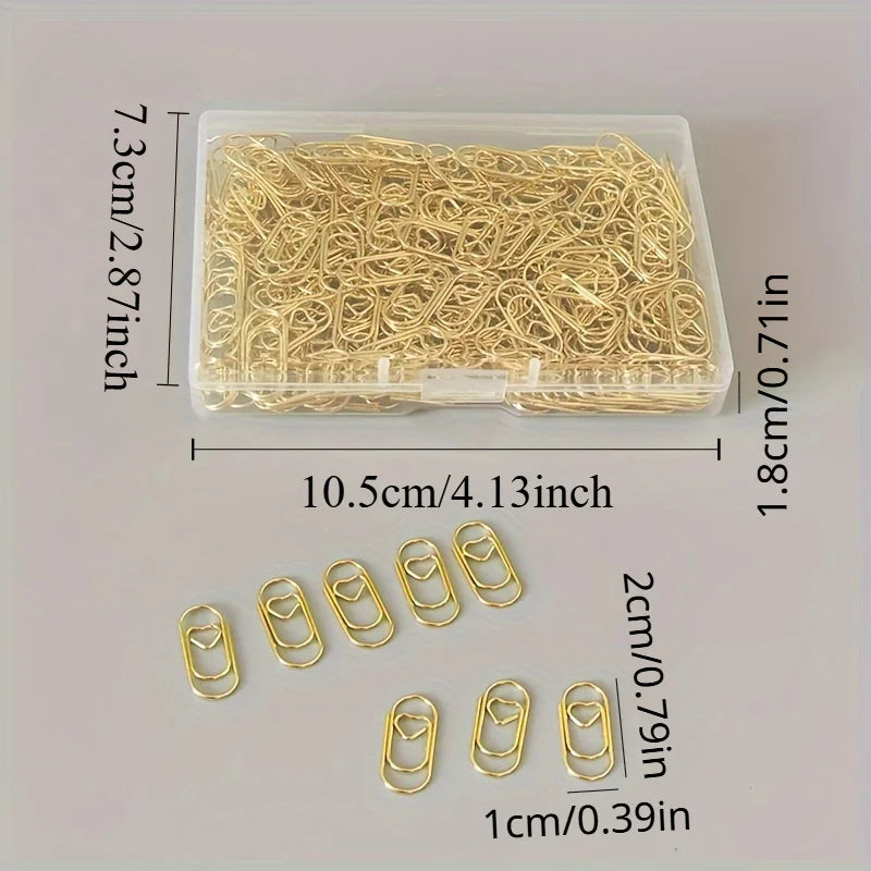 200-Pack Heart-Shaped Paper Clips | Carbon Steel Binder Clips Decorative Paper Clips QXL