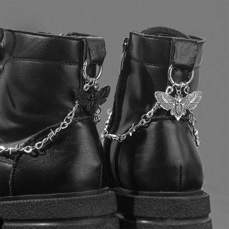 Gothic Punk Double Thorn Shoe Chain | Detachable DIY Decor Shoe Decor Chain QXL