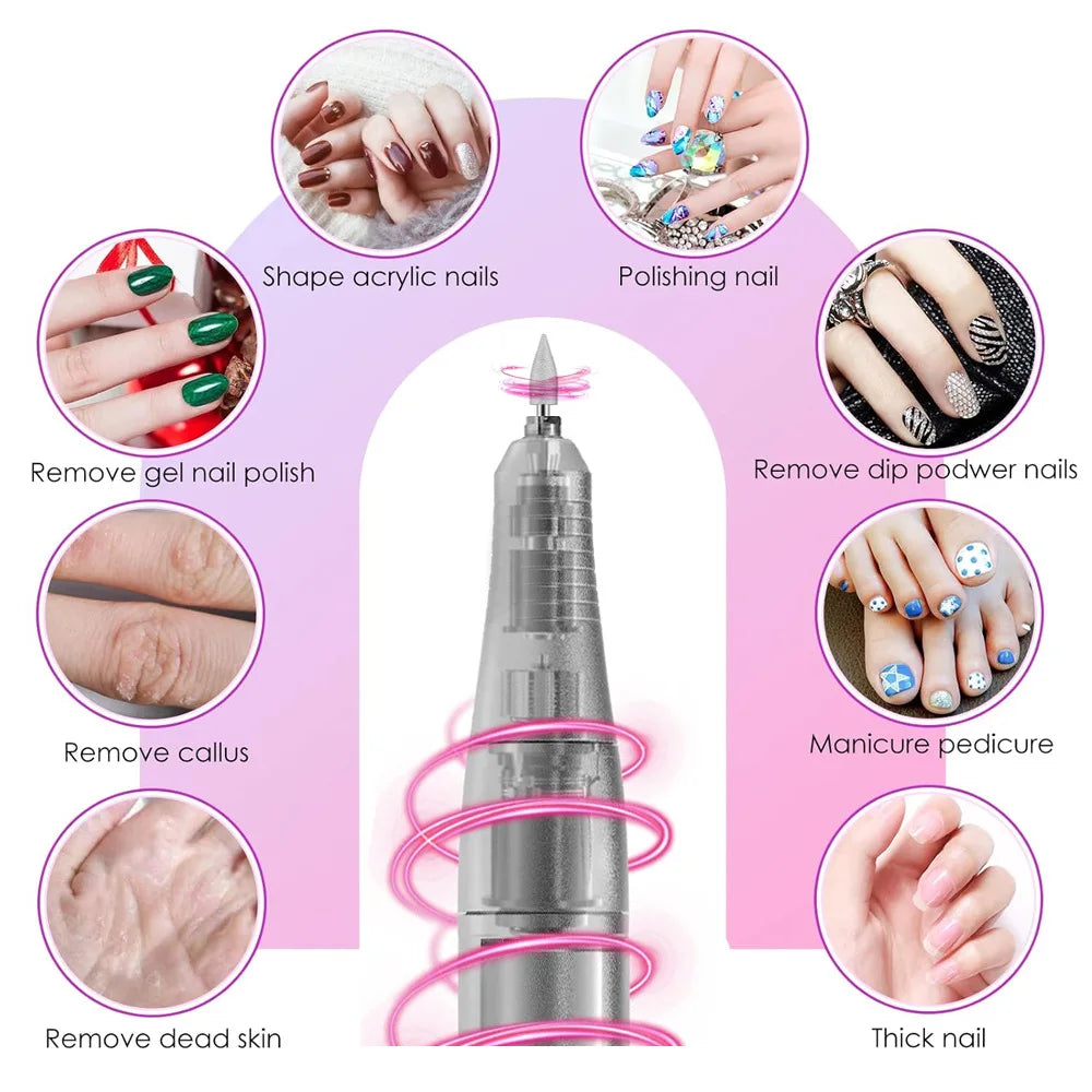 45000RPM Rechargeable Electric Nail Drill | Pro Manicure Machine Electric Nail Drill QXL