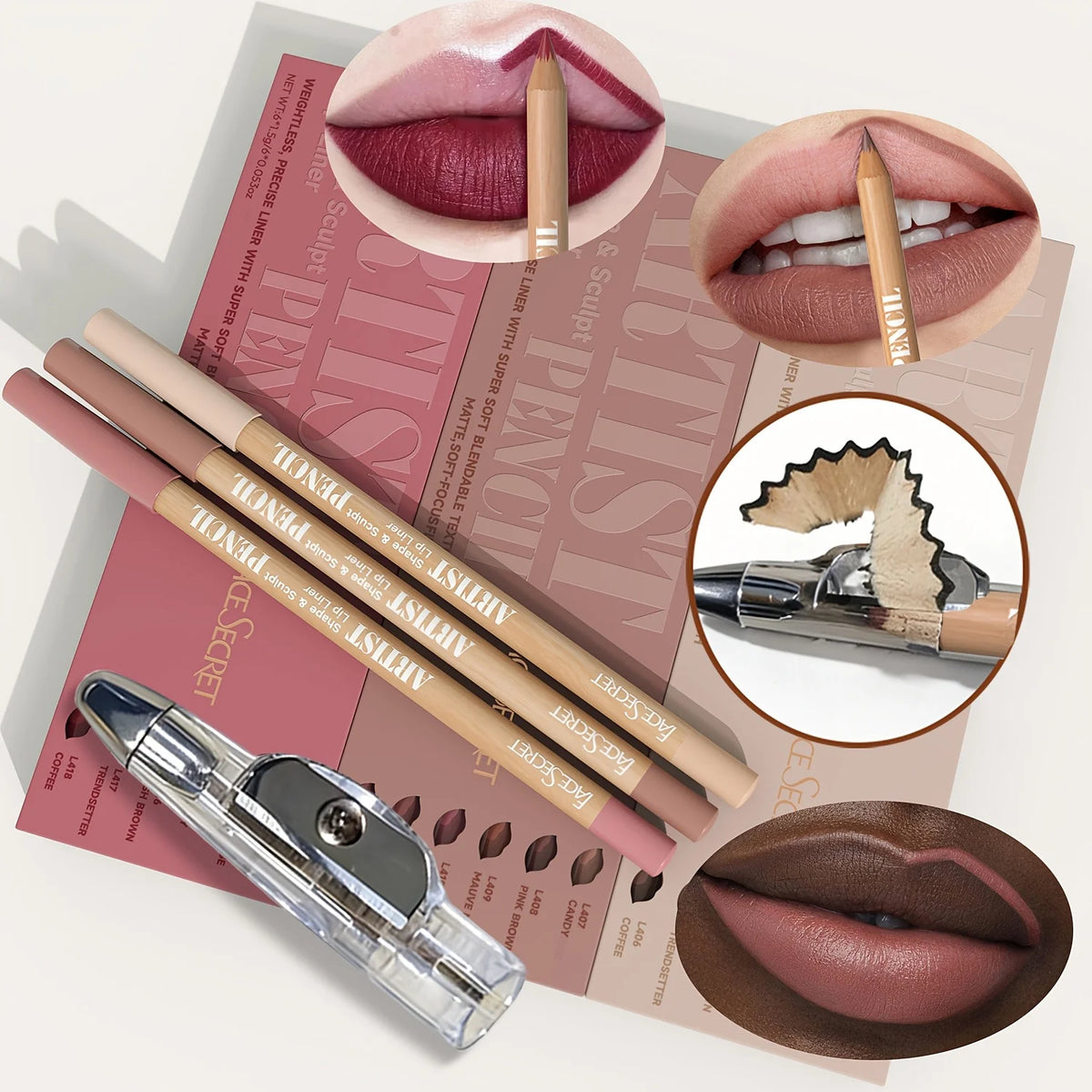 7-Piece Matte Lip Liner Set with Sharpener | Long-Lasting Matte Lip Liner Set QXL