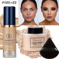 3-Pc Full Coverage Foundation, Oil-Control Powder & Puff Set Foundation Makeup Set QXL SET3