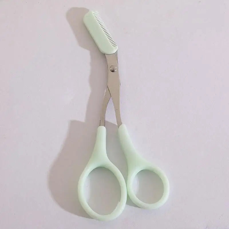 Stainless Steel Eyebrow Scissors with Comb | Brow Trimmer Eyebrow Trimmer Scissors QXL one size Green