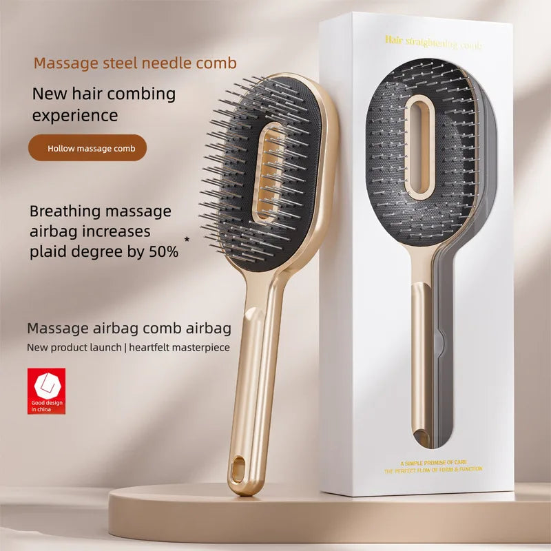 Anti-Static Air Cushion Paddle Brush | Steel Round-Tip Pins Air Cushion Brush QXL