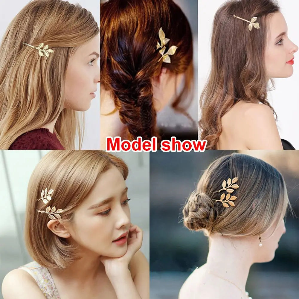 Metal Leaf Hair Clip Barrette | Elegant Bridal Bobby Pin Hair Clip Barrette QXL