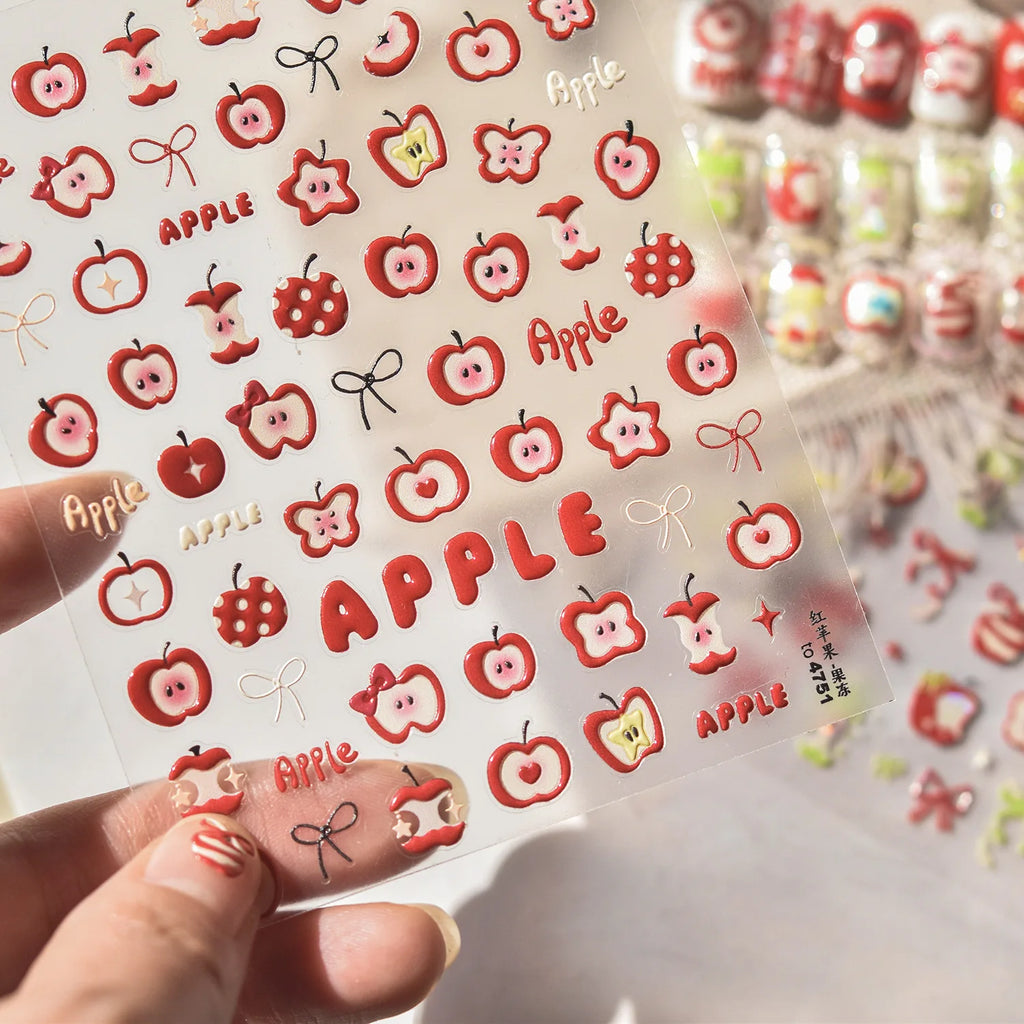 5D Fruit Nail Stickers – Strawberry Cherry Lemon Self-Adhesive Nail Art Stickers QXL