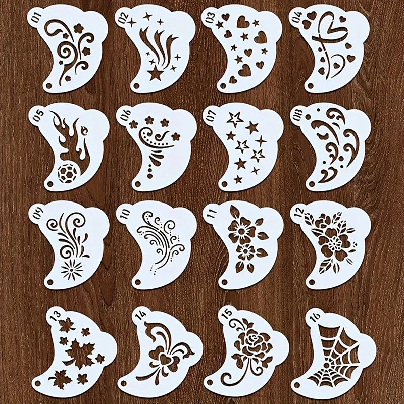 16-Piece Face Painting Stencils | DIY Party Body Art Kit Face Painting Stencils QXL