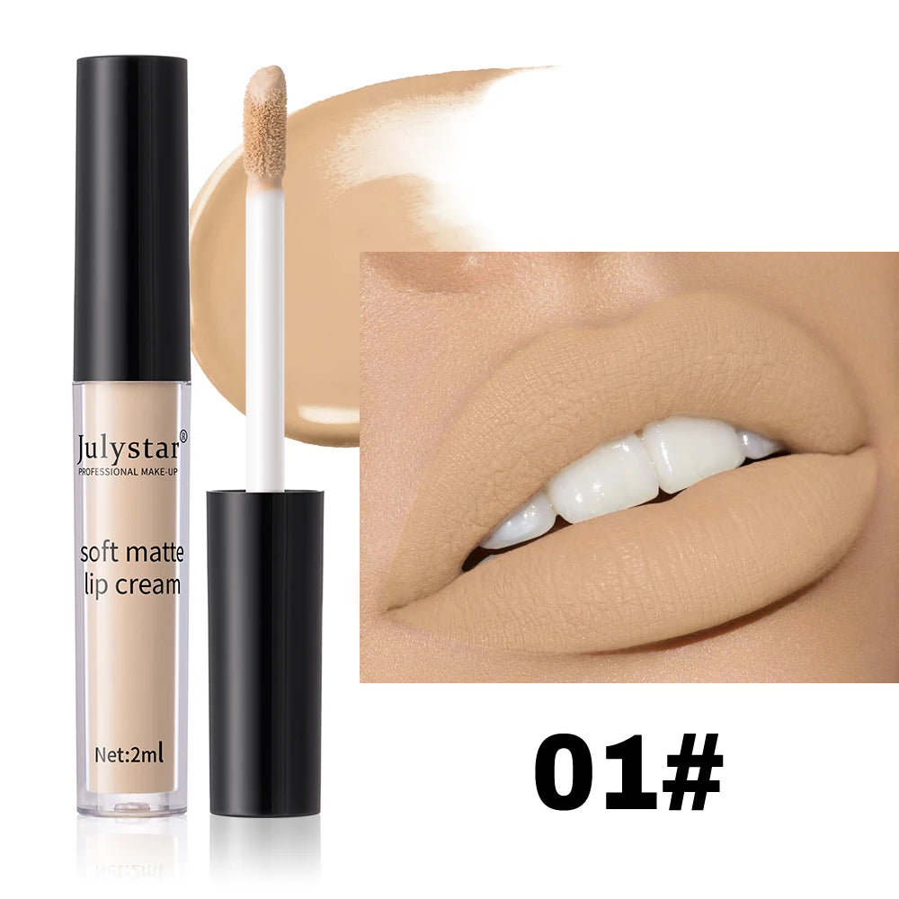 Julystar 6-Color Velvet Lip Glaze | Waterproof Liquid Lipstick Liquid Lip Glaze QXL 01